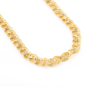925 Sterling Silver Vintage Necklace Gold Plated Curb Cuban Link Chain  NE4652