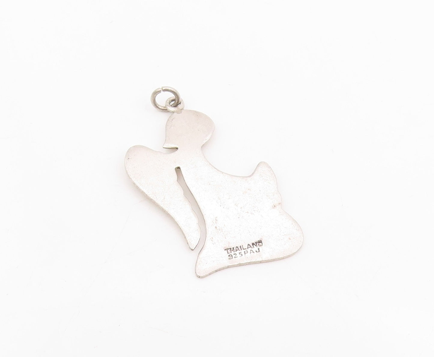 925 Sterling Silver Vintage Pendant Minimalist Guardian Angel Cutout  PT25771