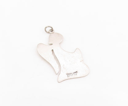 925 Sterling Silver Vintage Pendant Minimalist Guardian Angel Cutout  PT25771