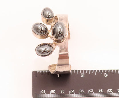 DENMARK 925 Sterling Silver Vintage Hematite Heavy Solid Bracelet  BT10053