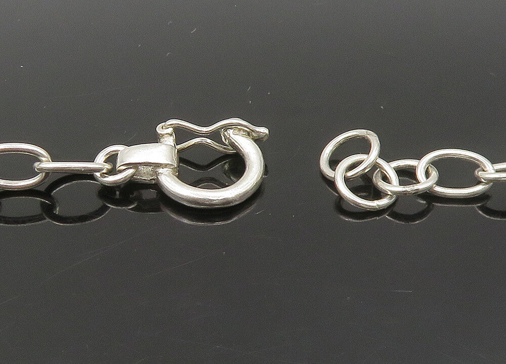 925 Sterling Silver  Vintage Shiny Open Oval Link Chain Necklace  NE3731