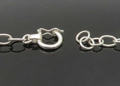 925 Sterling Silver  Vintage Shiny Open Oval Link Chain Necklace  NE3731