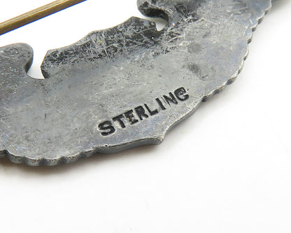 925 Sterling Silver  Vintage US Military Emblem Oxidized Brooch Pin  BP7313