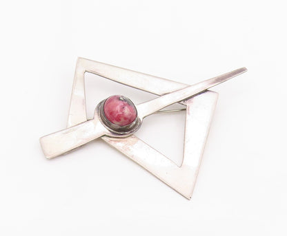 925 Sterling Silver Vintage Brooch Cabochon Gemstone Geometric Pin  BP12098