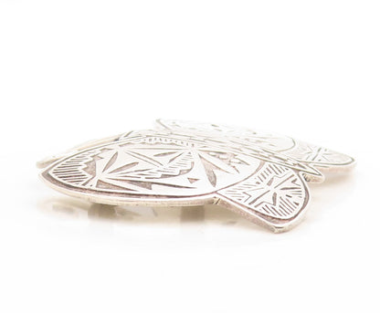 925 Sterling Silver Vintage Brooch Pin Solid Carved Happy Butterfly  BP11396
