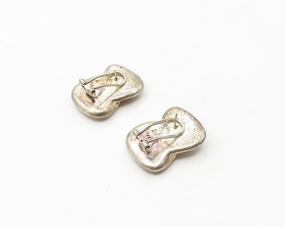 FREDERIC JEAN DUCLOS 925 Sterling Silver Vintage Shiny Knot Drop Earrings EG8908