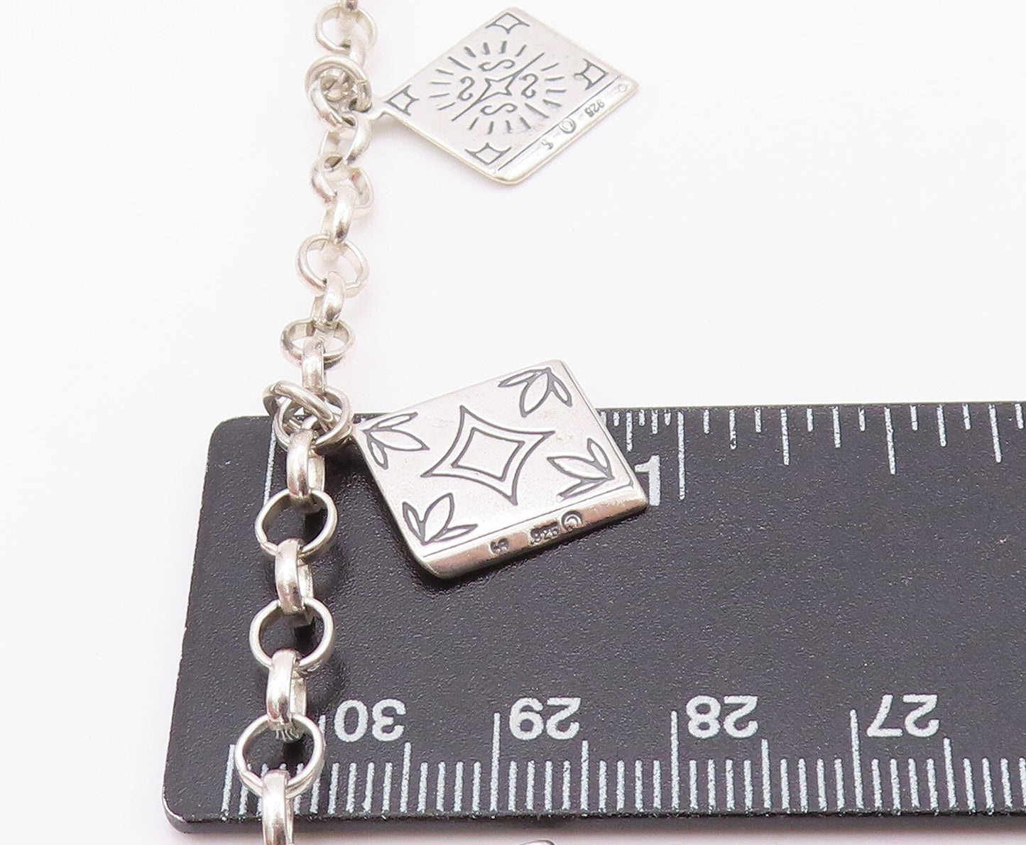 925 Sterling Silver Vintage Bracelet Book Lover Dangling Carved Books  BT11131