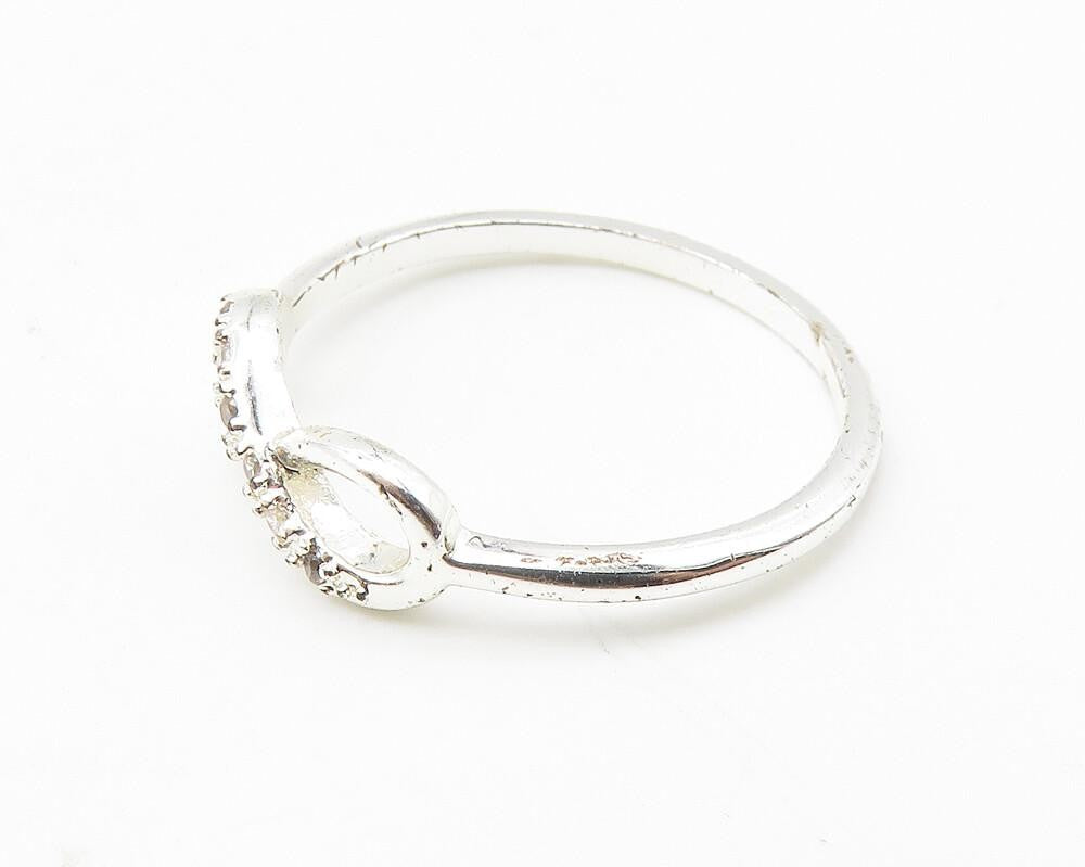 925 Sterling Silver  Topaz Shiny Infinity Symbol Band Ring Sz 7  RG10356