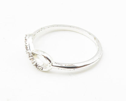 925 Sterling Silver  Topaz Shiny Infinity Symbol Band Ring Sz 7  RG10356