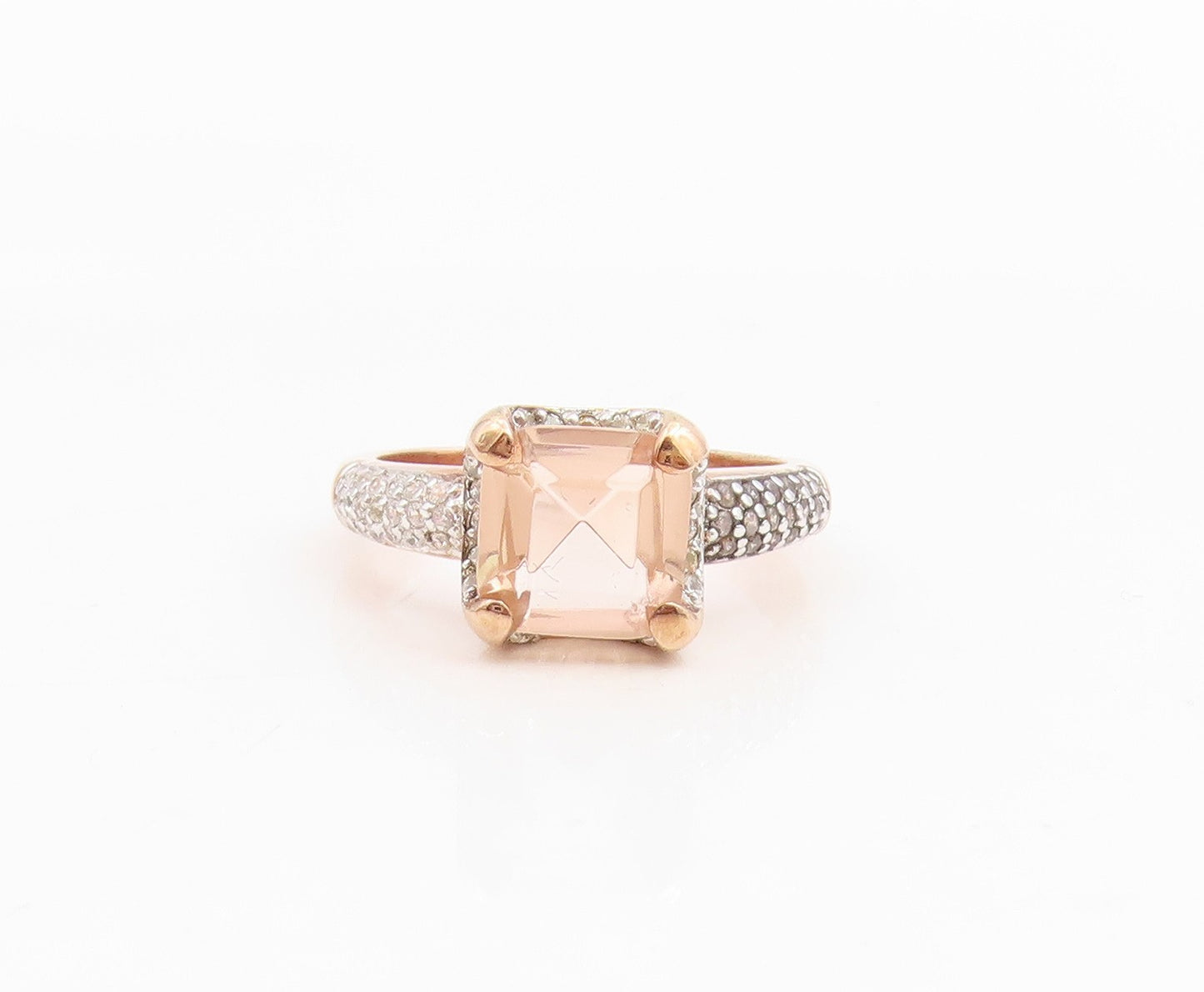 925 Sterling Silver Vintage Ring Gold Plated CZ Statement Band  Sz 7  RG34971