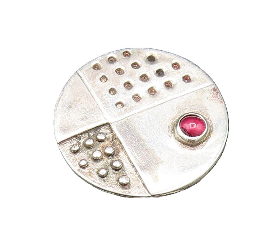 JW ENGLAND 925 Silver  Vintage Beads & Holes Chalcedony Brooch Pin  BP9664