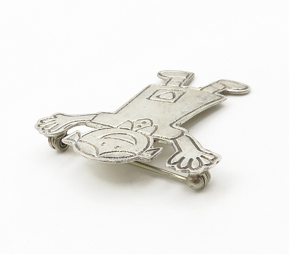 MEXICO 925 Sterling Silver  Vintage Happy Little Girl Heart Brooch Pin  BP6135