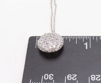 925 Sterling Silver  Cubic Zirconia Encrusted Round Chain Necklace  NE1926