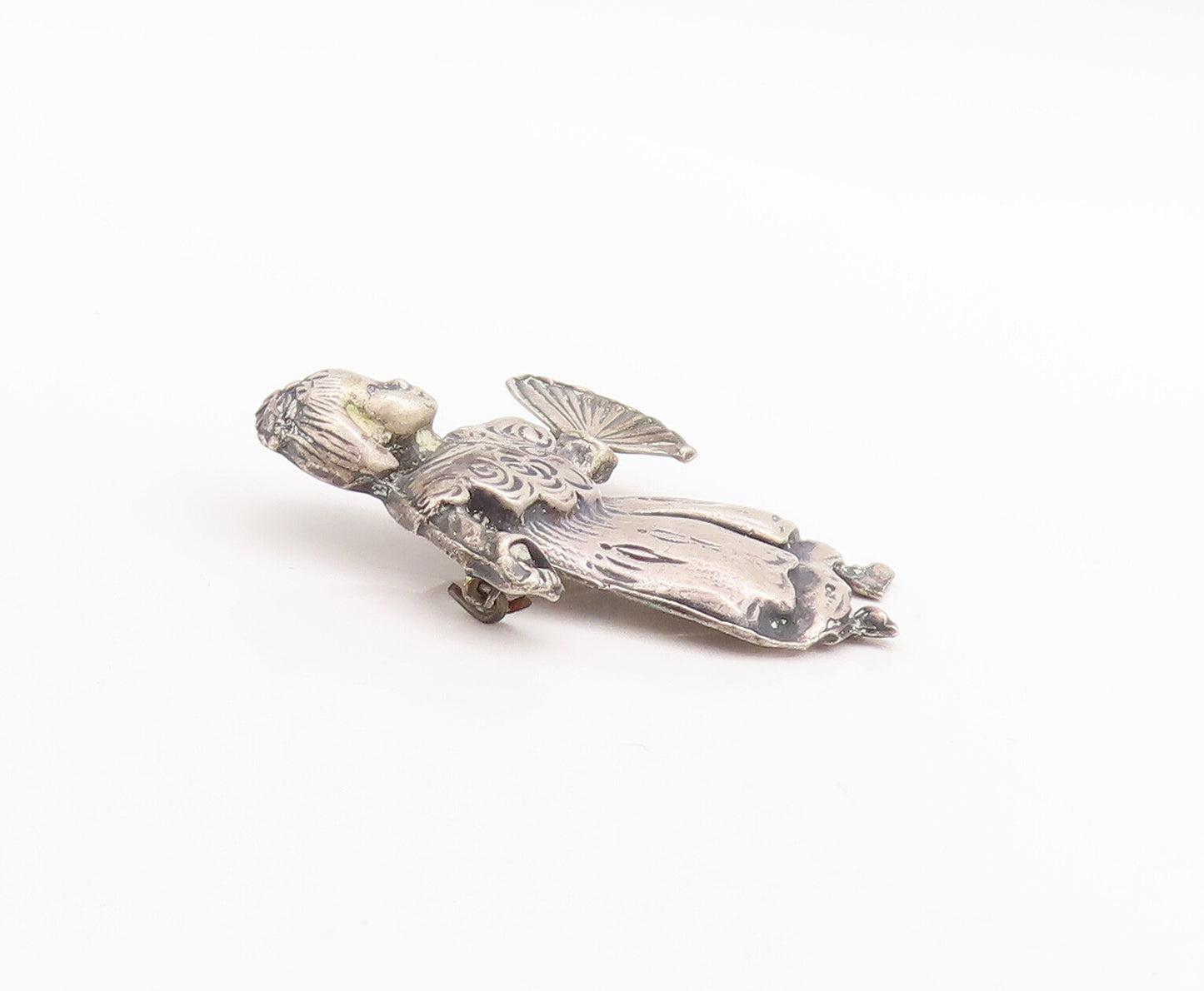 925 Sterling Silver Vintage Brooch Pin BROOKCRAFT Baby Girl With Fan  BP11065