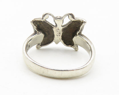 925 Sterling Silver   Vintage Butterfly Motif Smooth Band Ring Sz 7  RG11634