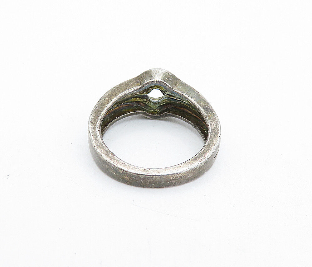 925 Sterling Silver  Vintage Topaz Dark Tone Split Band Ring Sz 6.5  RG5229