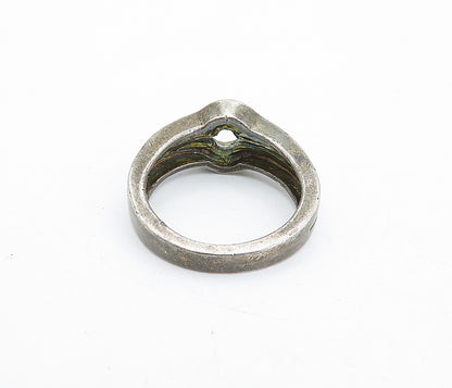 925 Sterling Silver  Vintage Topaz Dark Tone Split Band Ring Sz 6.5  RG5229