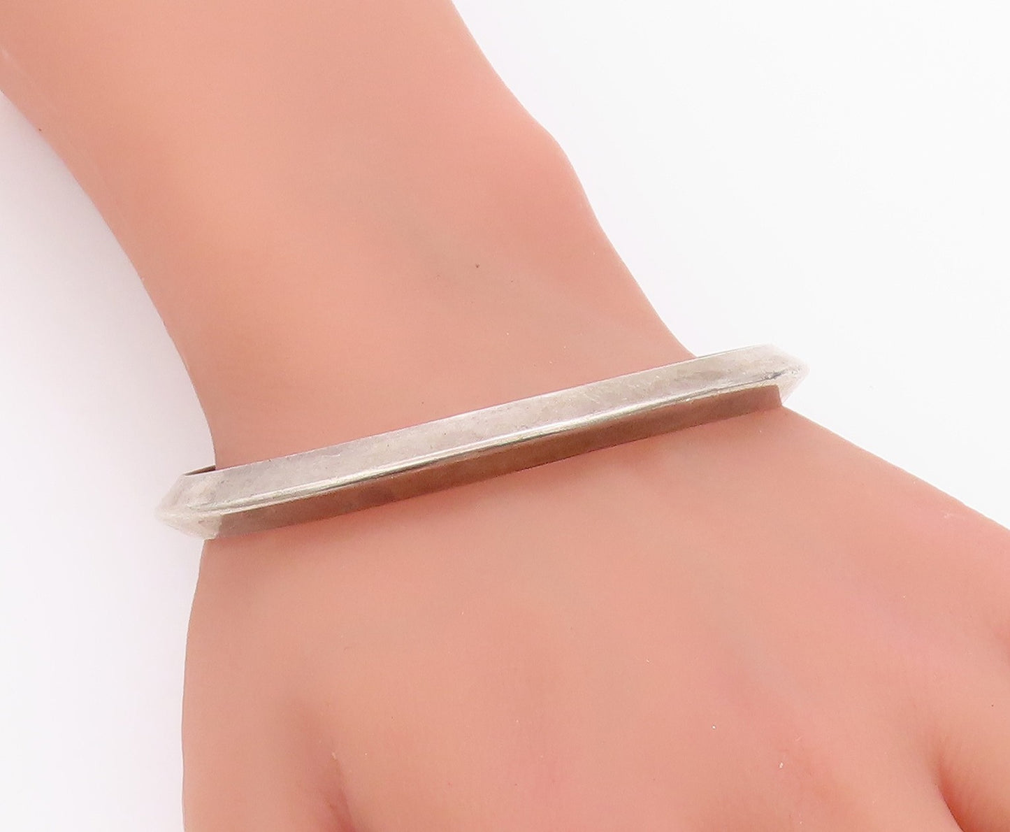 925 Sterling Silver Vintage Bracelet Minimalist Solid Knife Edge Cuff  BT11398