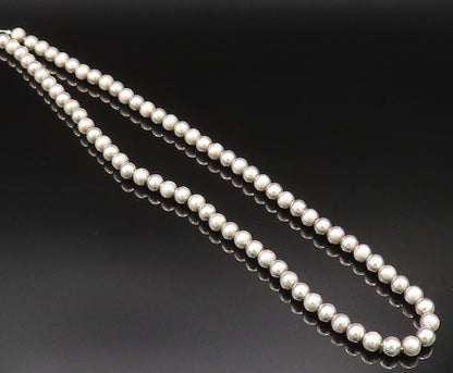 925 Sterling Silver  Vintage Shiny Etched Beaded Chain Necklace  NE2955