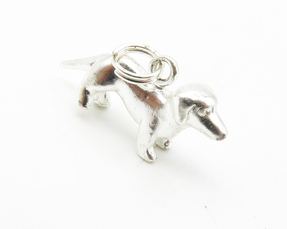 925 Sterling Silver  Vintage Petite Weiner Dog Motif Smooth Pendant  PT11031