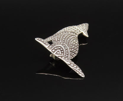 925 Sterling Silver  Vintage Dotted Howling Wolf Dog Brooch Pin  BP9694