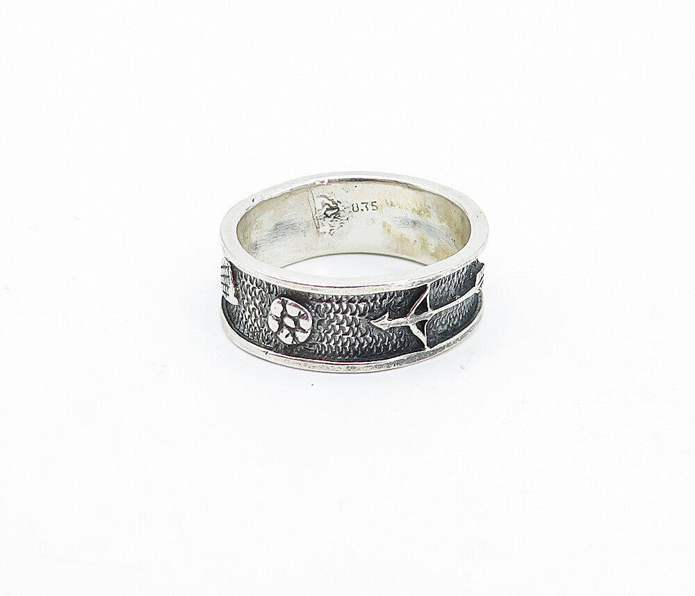 925 Sterling Silver  Vintage Oxidized Paddle Arrow Band Ring Sz 9  RG3645