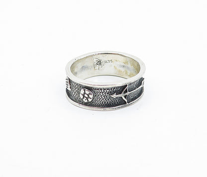 925 Sterling Silver  Vintage Oxidized Paddle Arrow Band Ring Sz 9  RG3645