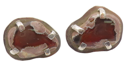 925 Sterling Silver Vintage Cufflinks JACOB OLDAK Cabochon Agate Gothic  TR4203
