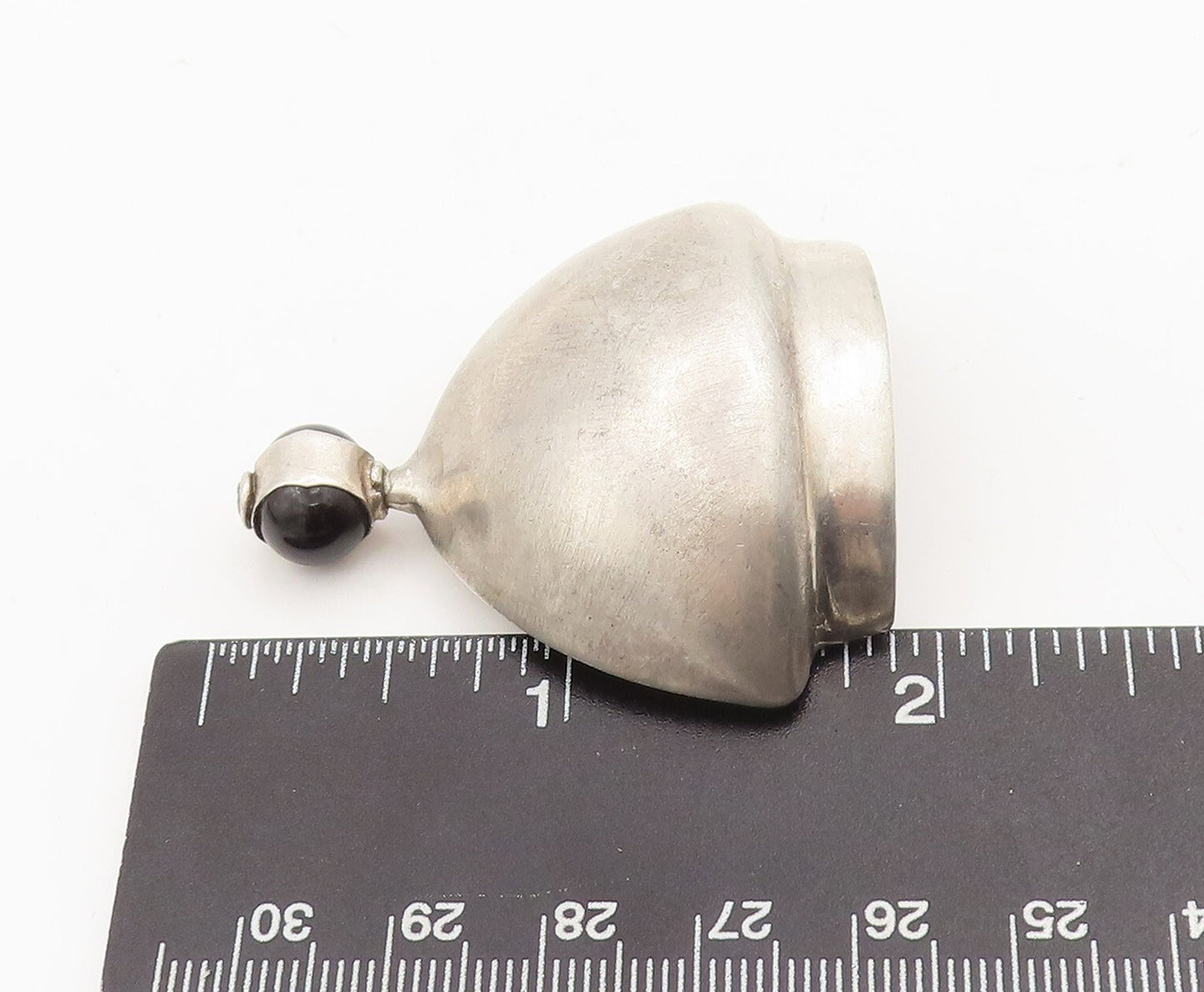 925 Sterling Silver Vintage Pendant Minimalist Large Domed Onyx PT23407