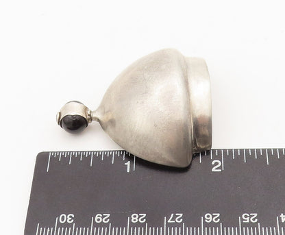 925 Sterling Silver Vintage Pendant Minimalist Large Domed Onyx PT23407
