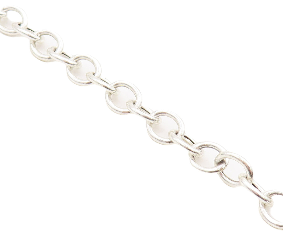 925 Sterling Silver Vintage Bracelet Ring Chain Cutout Heart & Message  BT10643