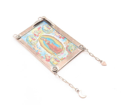925 Sterling Silver Vintage Pendant Religious Jesus Photo Frame PT23758