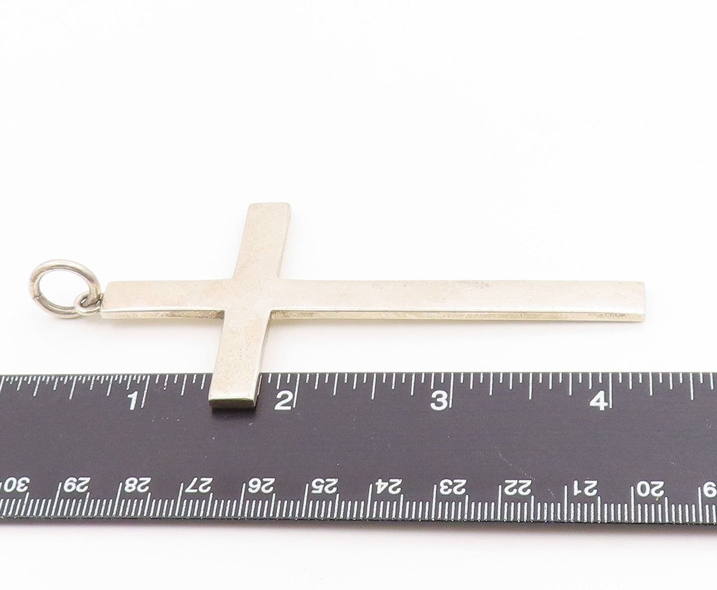 925 Sterling Silver Vintage Pendant Minimalist Large Religious Cross  PT26307