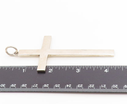 925 Sterling Silver Vintage Pendant Minimalist Large Religious Cross  PT26307