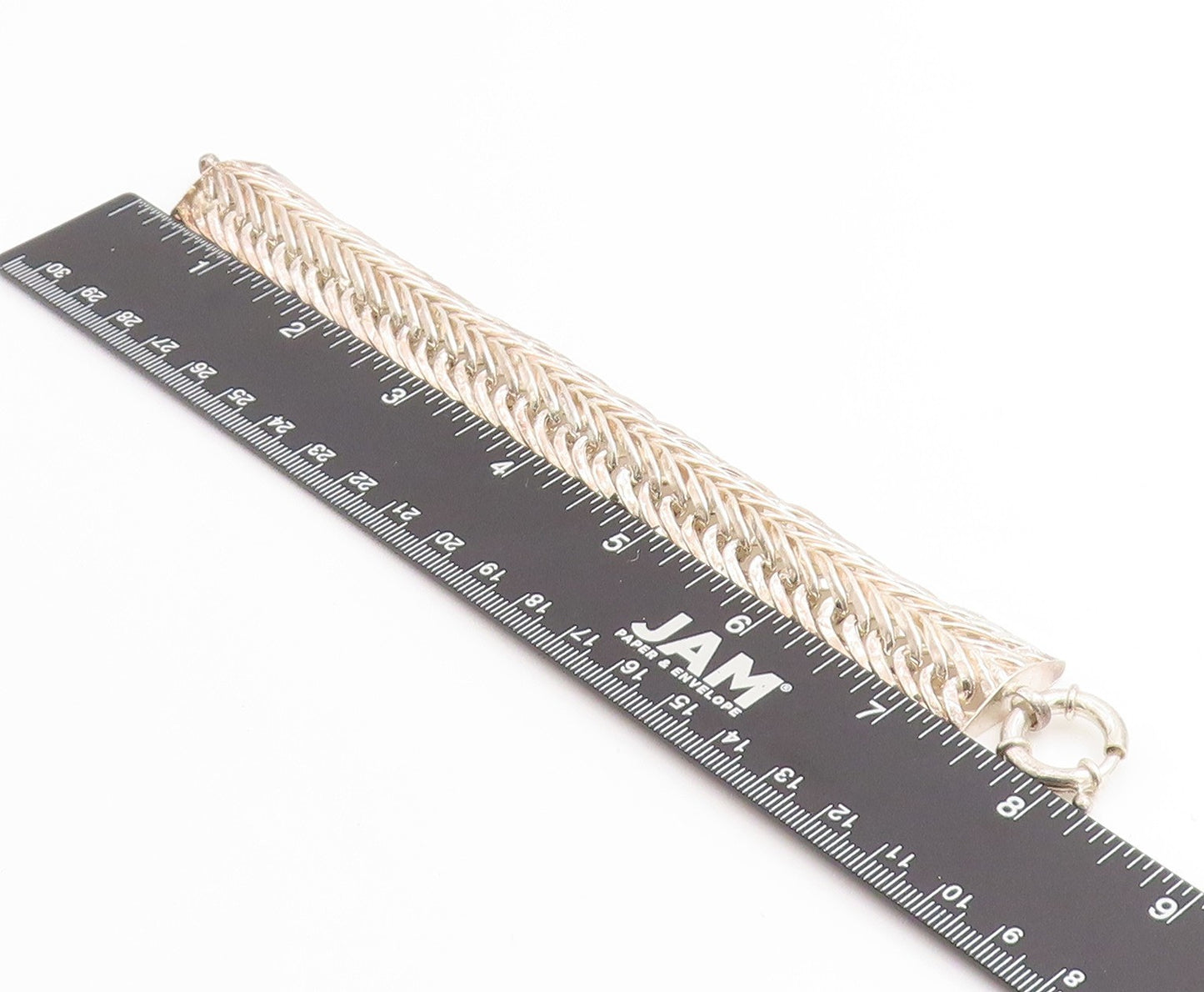 925 Sterling Silver Vintage Bracelet Braided Double Loop Foxtail Chain  BT11431
