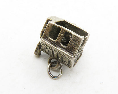 925 Sterling Silver  Vintage Petite Dark Tone House Motif Pendant  PT10238