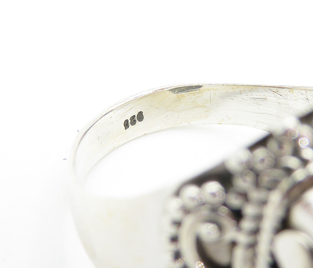 925 Sterling Silver  Cabochon Spotted Jasper Swirl Cocktail Ring Sz 8  RG8465