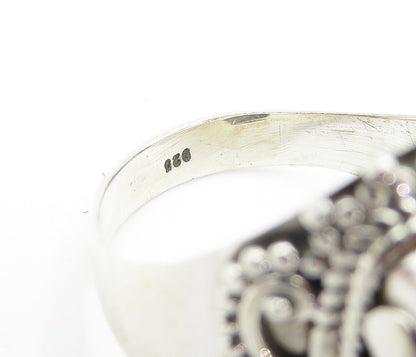 925 Sterling Silver  Cabochon Spotted Jasper Swirl Cocktail Ring Sz 8  RG8465
