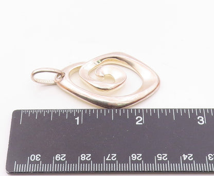 925 Sterling Silver  Vintage Minimalist Carved Spiral Cutout Pendant  PT20982