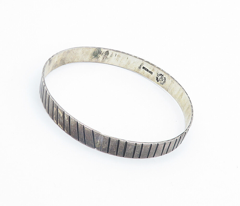 JCS PERLITA TAXCO 925 Sterling Silver  Vintage Slanted Bangle Bracelet  BT3354