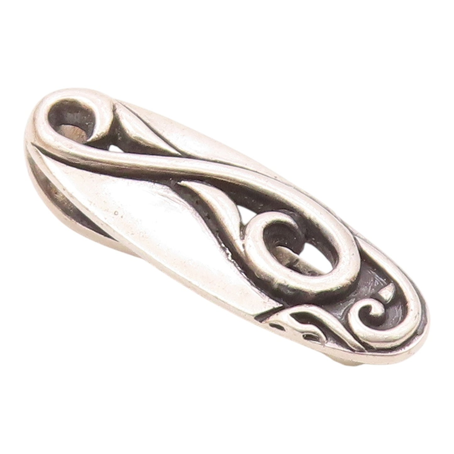 925 Sterling Silver  Vintage Antique Shiny Heavy Swirl Tie Clip  TR2863