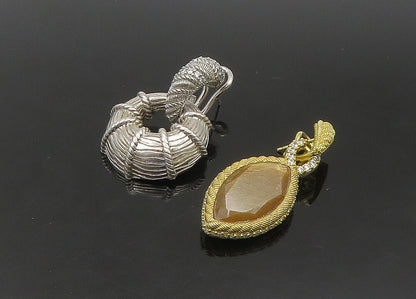 JUDITH RIPKA 925 Sterling Silver Vintage Multi Stone Lot Single Earrings EG11320