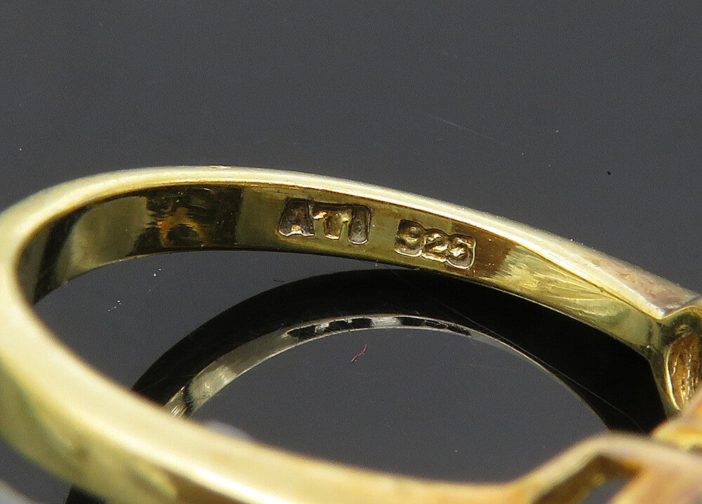 925 Silver  Vintage Cubic Zirconia Gold Plated Shiny Band Ring Sz 6  RG20741