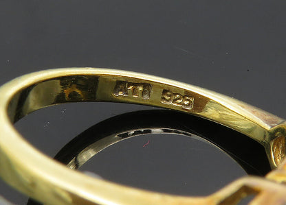 925 Silver  Vintage Cubic Zirconia Gold Plated Shiny Band Ring Sz 6  RG20741