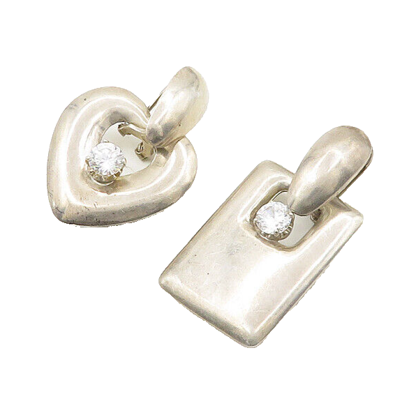 925 Silver  Vintage Cubic Zirconia Love Heart Square Dangle Earrings  EG9530