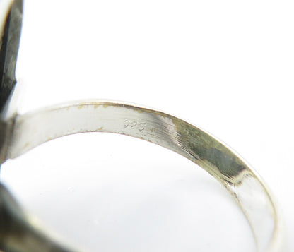 925 Sterling Silver  Gemstone Chain Link Square Cocktail Ring Sz 9  RG8182