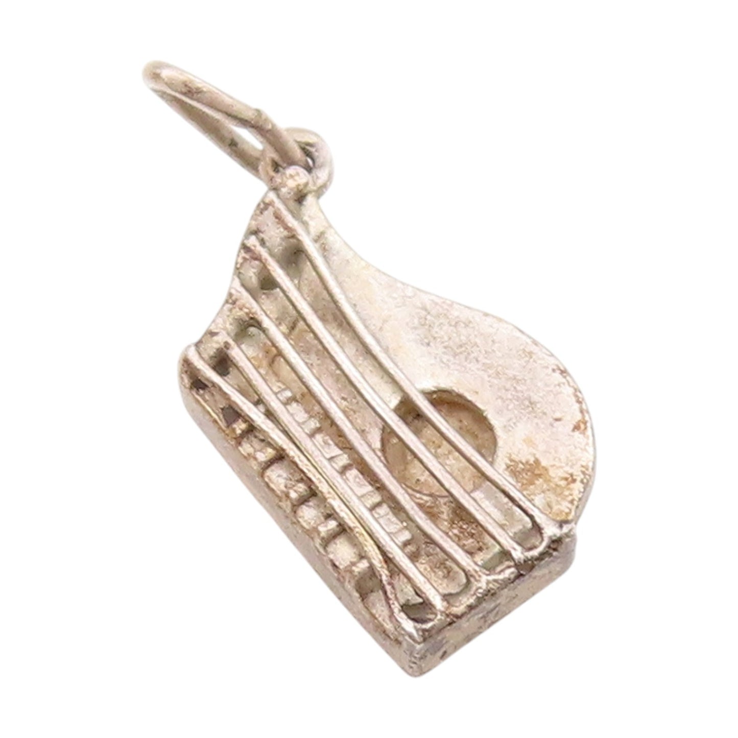 925 Sterling Silver Vintage Petite String Instrument Pendant  PT18725