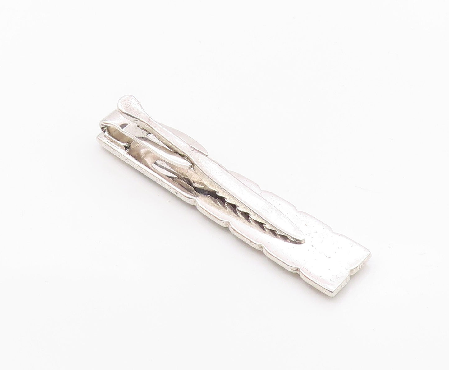925 Sterling Silver  Vintage Enamel FHH Initials Sparkling Tie Clip  TR2184