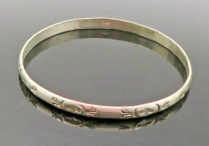 MEXICO 925 Sterling Silver  Vintage Etched Pattern Bangle Bracelet  BT6671