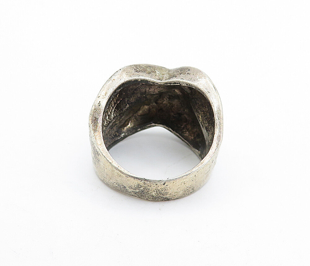 MEXICO 925 Silver  Vintage Dark Tone Fluted Crossover Band Ring Sz 8.5  RG5296